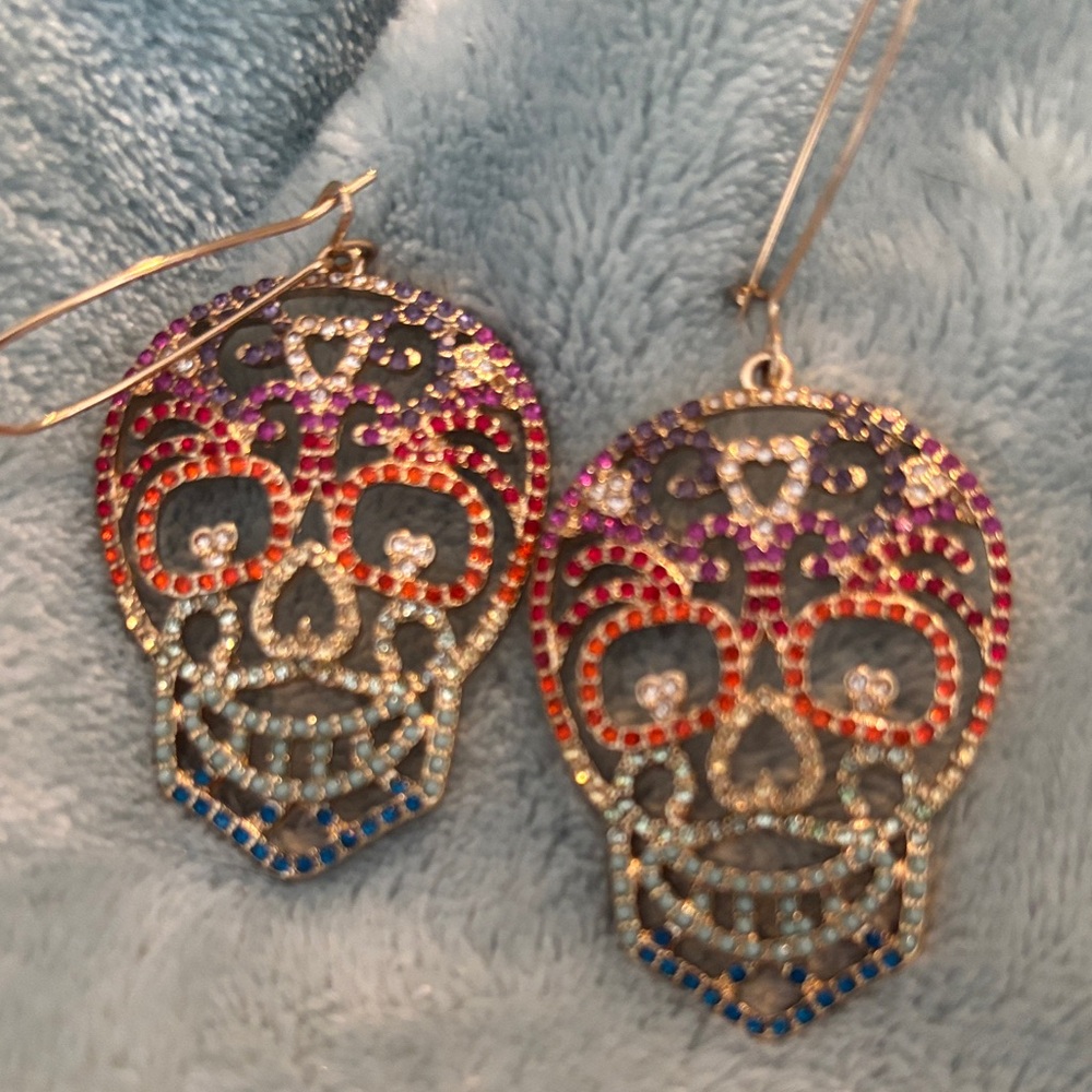 Betsey Johnson Multicolor Skull Earrings